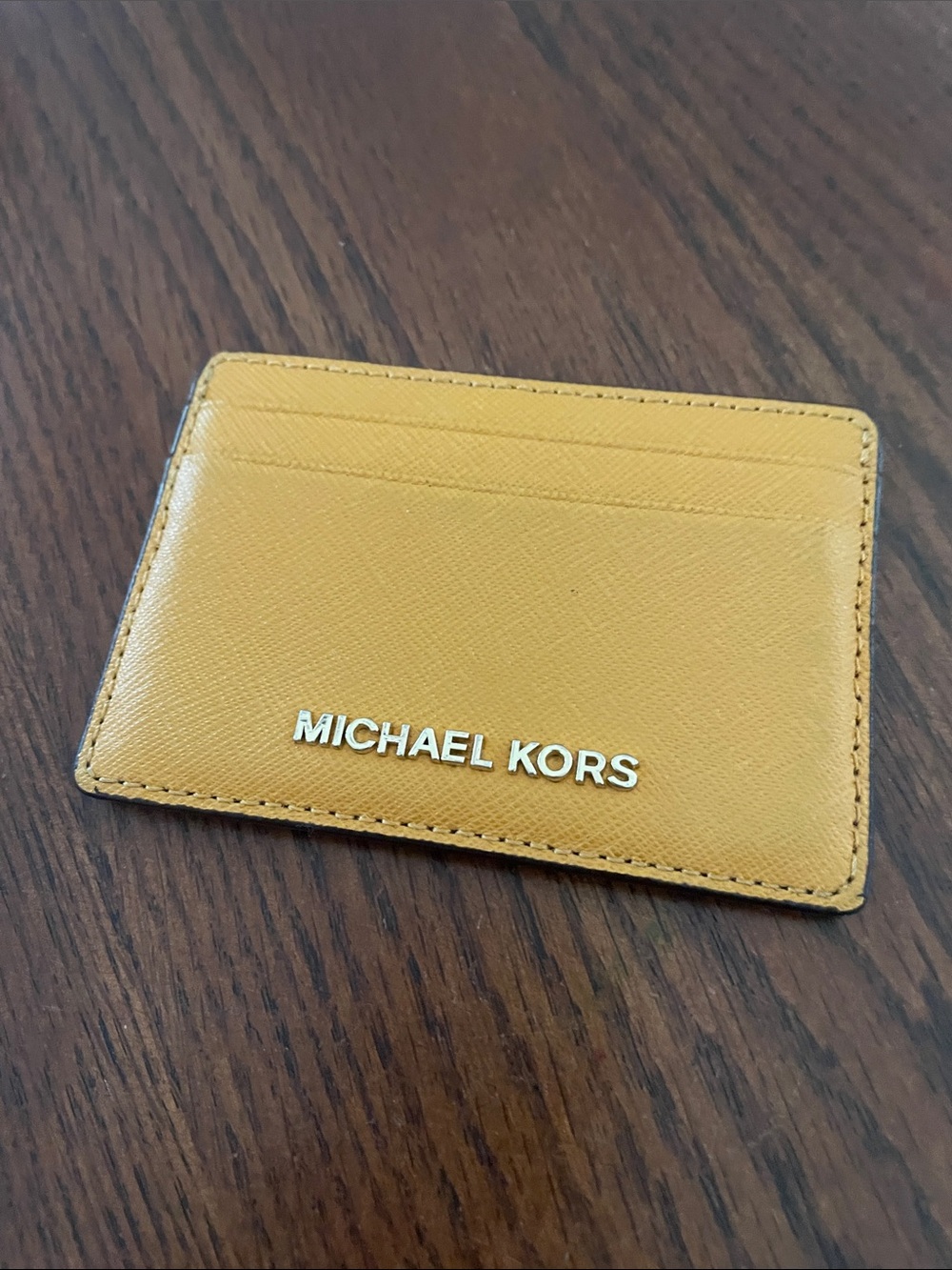 Michael Kors Mustard Yellow Leather Card Holder with Logo